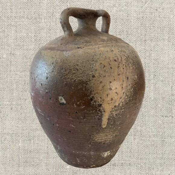 19c French Provincial Stoneware Double Handle Water Jug - Picture 2 of 5